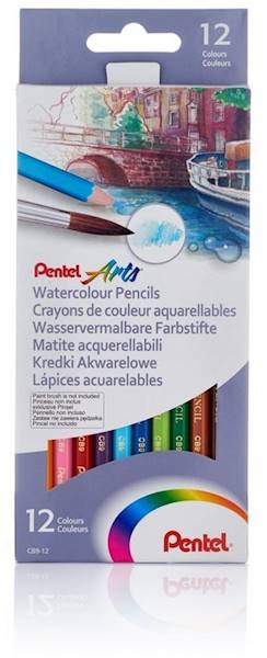 HEL-KREDKI AKWARELKI 12 KOLORÓW PENTEL 