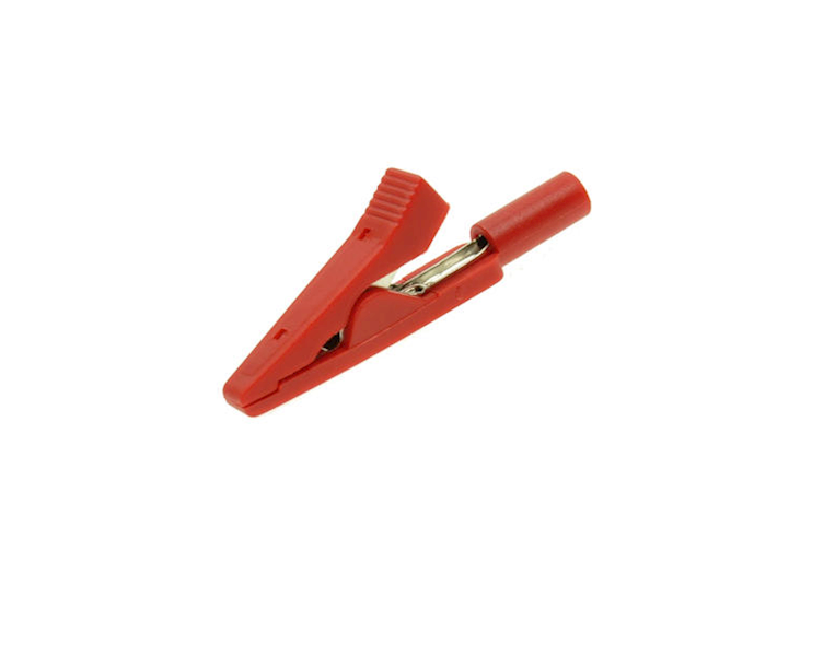 KROKODYLEK 2mm;10A;60V;27.187.1; 41,5mm;CZERWONY