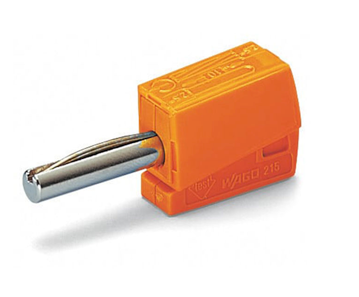 WTYK BANAN 4mm;SPRĘŻYNKOWY; WAGO;20A;42V;POMARAŃ