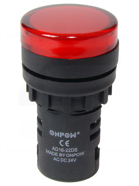 KONTROLKA AD16-22DS/R-24VAC\DC;22mm CZERWONA;LED