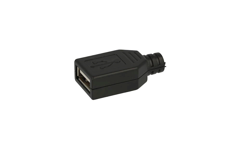GNIAZDO USB-A;USB 2.0;NA PRZEWÓD;CZARNY;LUTOWANY