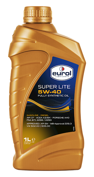 OLEJ EUROL SUPER LITE 5W40 1L
API SN/CF; ACEA A3/B3(12); ACEAA3/B4(10); MB 229.3, VW 50200, VW 50500; GM-LL-B-025; BMW Longlife-01; Porsche A40; Renault RN0700/RN0710, PSA B712296