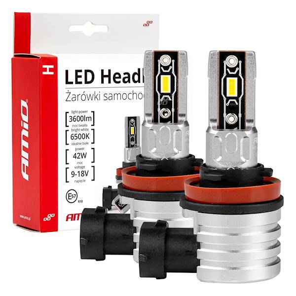 ŻARÓWKI AMIO LED H8 H9 H11 H-MINI 