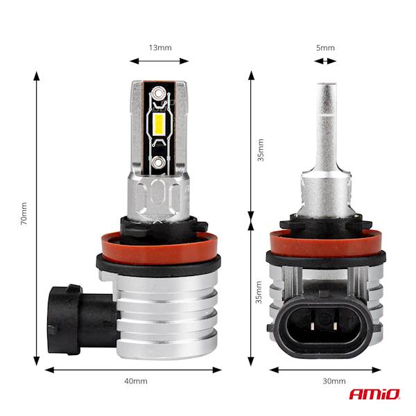 ŻARÓWKI AMIO LED H8 H9 H11 H-MINI 