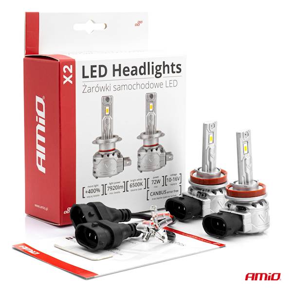 ŻARÓWKI AMIO LED H8/H9/H11 X2