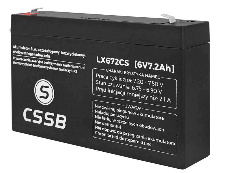 AKUMULATOR ŻELOWY 6V 7,2AH LX672CS