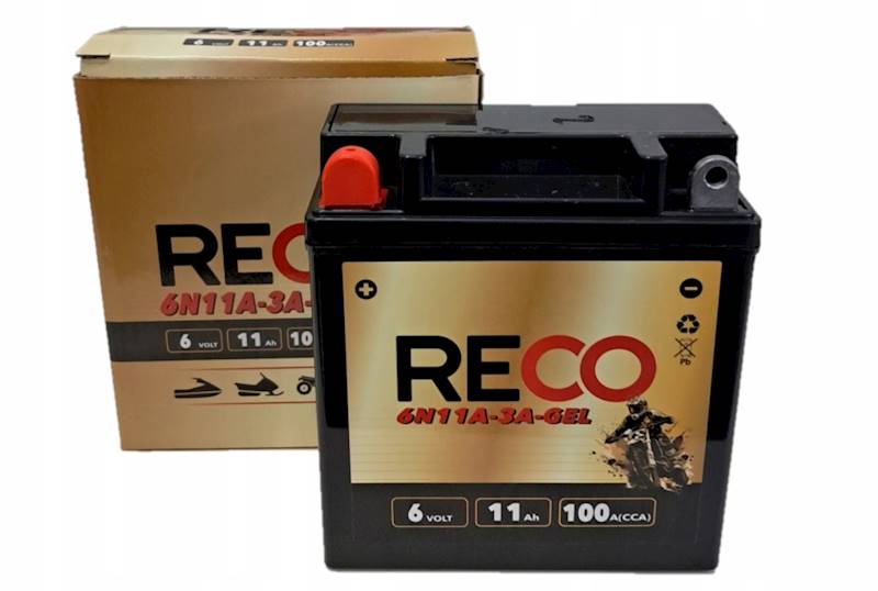 AKUMULATOR MOTOCYKLOWY RECO 6N11A-3A-GEL 6V 11AH 