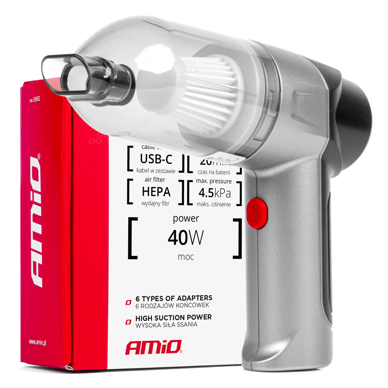ODKURZACZ SAMOCHODOWY BEZPRZEWODOWY AKUMULATOROWY HEPA 40W 4000mAh