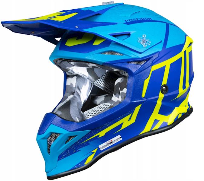 KASK JUST1 J39 POSEIDON BLUE FLUO YELLOW GLOSS M HOMOLOGACJA