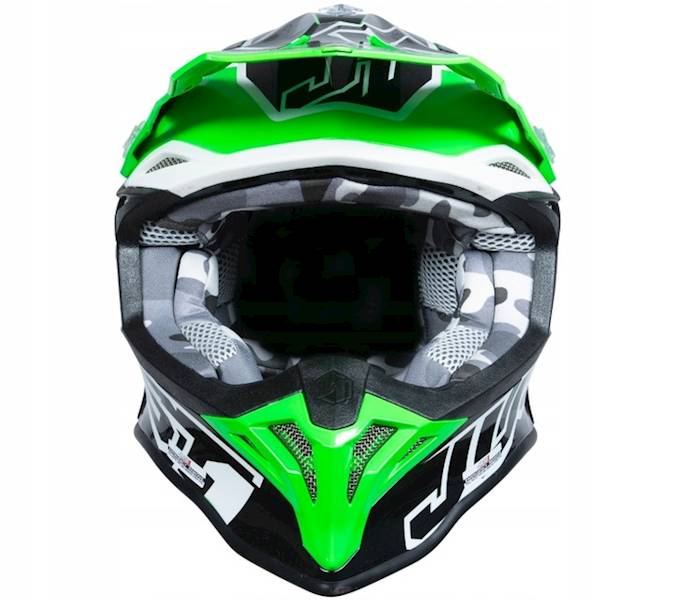 KASK JUST1 J39 THRUSTER BLACK GREEN FLUO WHITE GLOSS XL HOMOLOGACJA