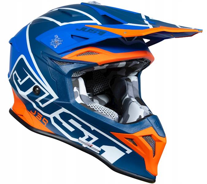 KASK JUST1 J39 THRUSTER BLUE ORANGE WHITE MATT M HOMOLOGACJA