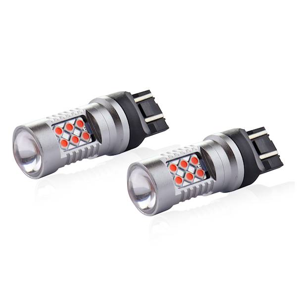 ŻARÓWKI LED AMIO W21/5W T20 12-24V CANBUS CZERWONE