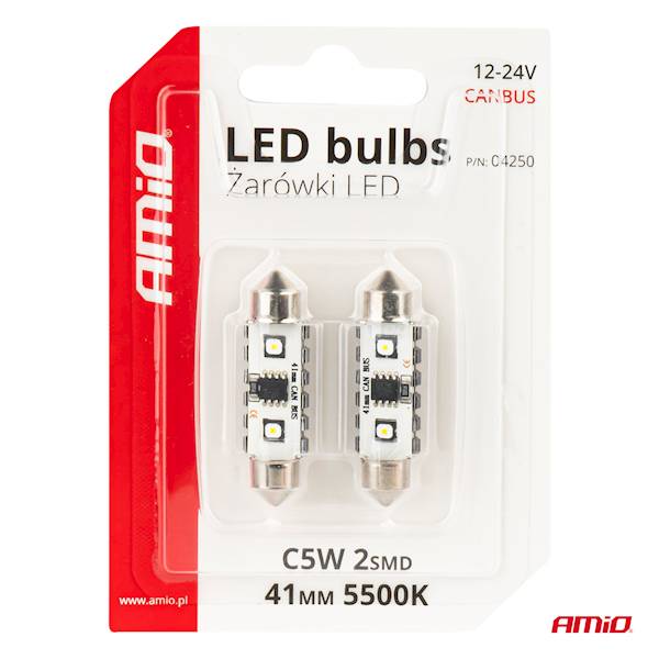 ŻARÓWKI LED AMIO C5W 41mm CANBUS 12V 24V