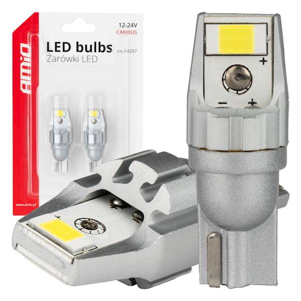ŻARÓWKI LED AMIO CANBUS T10 W5W 27 SMD 2016 WHITE 12V/24V 