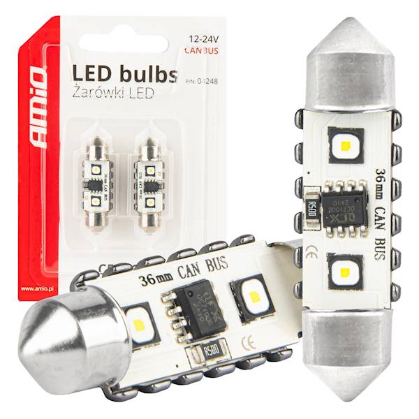 AMIO ŻARÓWKI LED CANBUS FESTOON C5W 2SMD 36MM 12V/24V