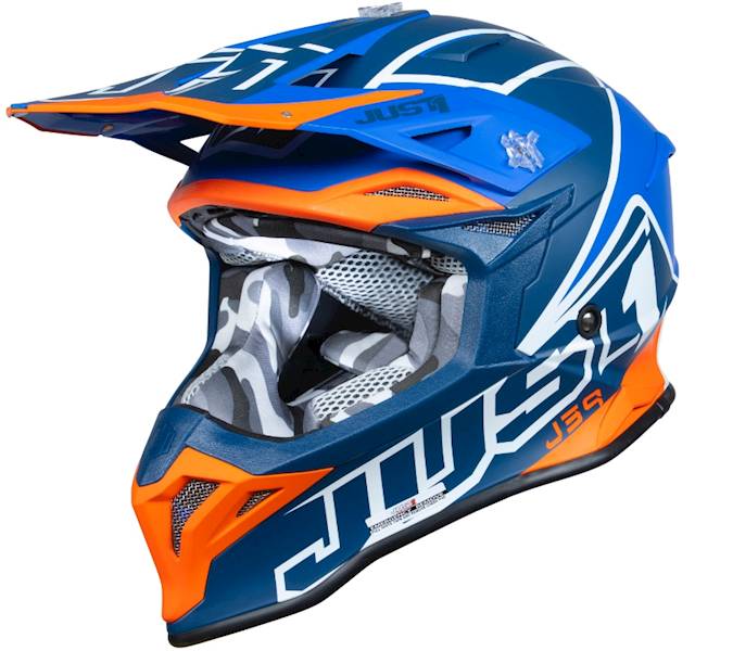KASK JUST1 J39 THRUSTER BLUE ORANGE WHITE MATT XS HOMOLOGACJA