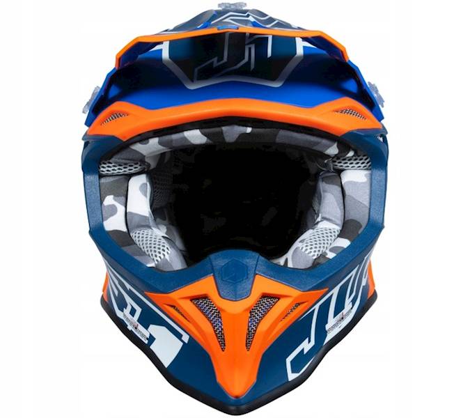 KASK JUST1 J39 THRUSTER BLUE ORANGE WHITE MATT XS HOMOLOGACJA