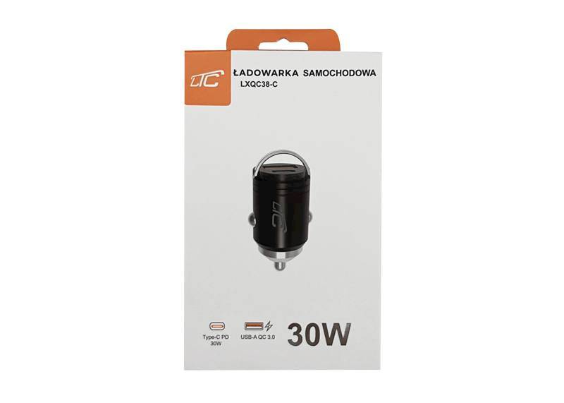 ŁADOWARKA SAMOCHODOWA LTC PD QC 30W USB A/USB C LXQC38-C 
