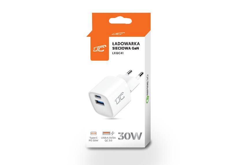 ŁADOWARKA SIEIOWA LTC 30W GAN USB C PD + USB 3A LTC LXQC41