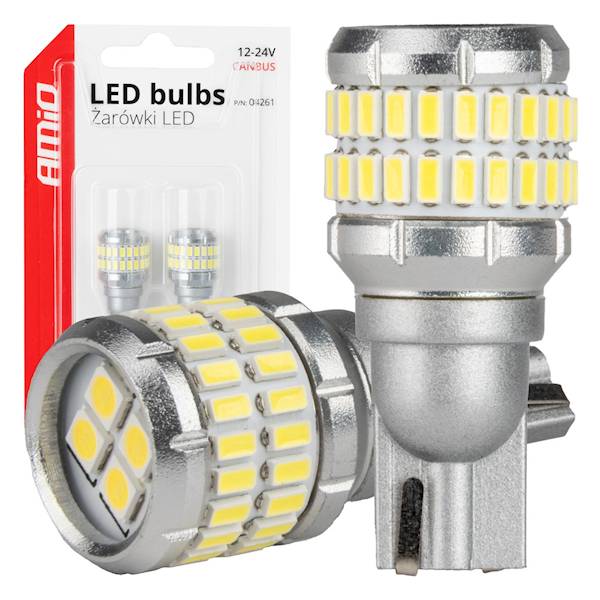 ŻARÓWKI LED AMIO CANBUS W16W 12-24V CANBUS