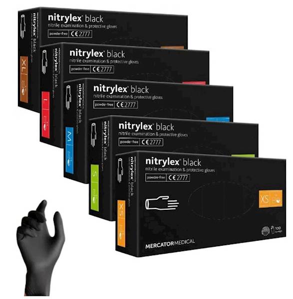 AMIO RĘKAWICE NITRYLOWE MERCATOR NITRYLEX BLACK S 100SZT 