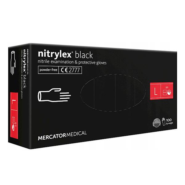 AMIO RĘKAWICE NITRYLOWE MERCATOR NITRYLEX BLACK L 100SZT 