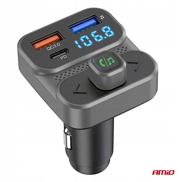 AMIO TRANSMITER CAR FM 2XUSB A 1XUSB C 