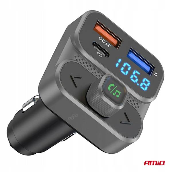 AMIO TRANSMITER CAR FM 2XUSB A 1XUSB C 