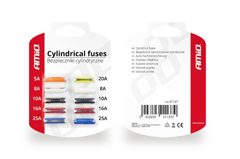 BEZPIECZNIKI SAMOCHODOWE CYLINDROWE AMIO