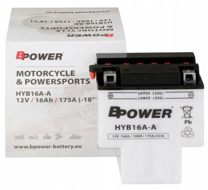 AKUMULATOR MOTOCYKLOWY BPOWER HYB16A-A HCB16A-A 12V 16AH L+ 