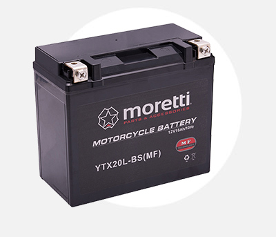 AKUMULATOR MOTOCYKLOWY MORETTI AGM (GEL) 18Ah MTX20L-BS FTX20L-BS YTX20L-BS