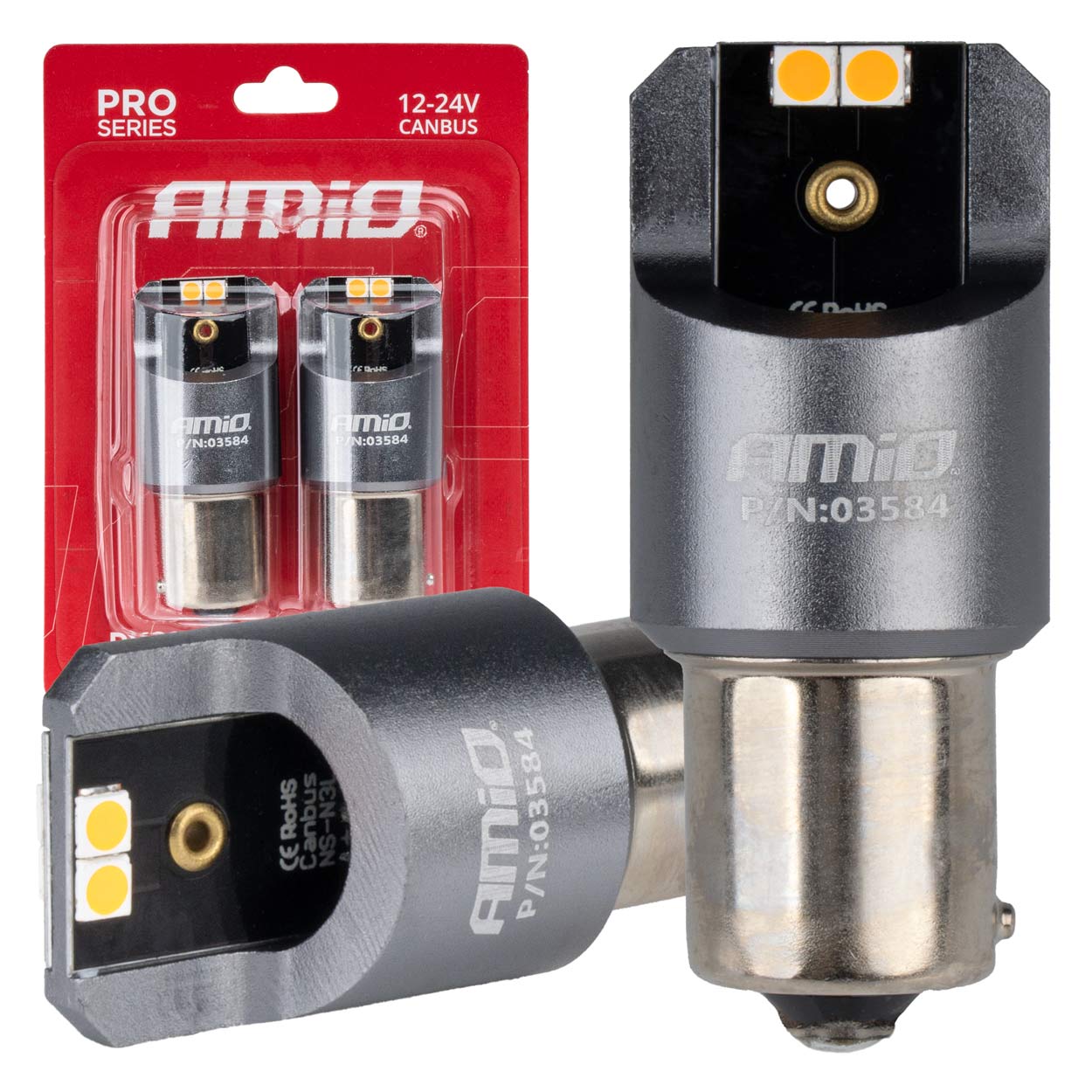 ŻARÓWKI LED AMIO PY21W  SMD ORANGE