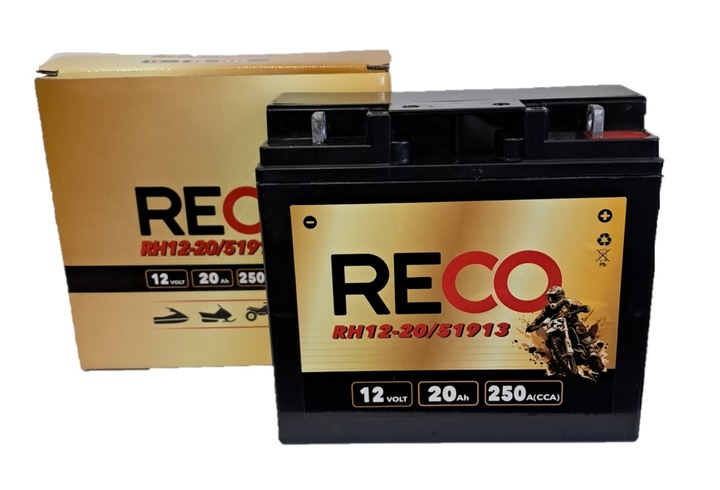 AKUMULATOR MOTOCYKLOWY RECO RH12-20 YT19BL-BS/ 51913 12V 20AH 250A AGM 12-19