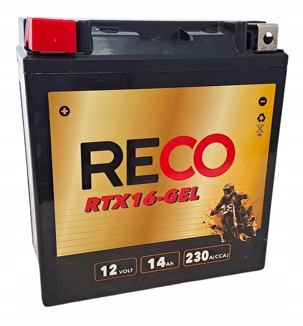 AKUMULATOR MOTOCYKLOWY RECO RTX16-GEL YTX16  FTX16 FTZ16 ETX16 16AH 255A