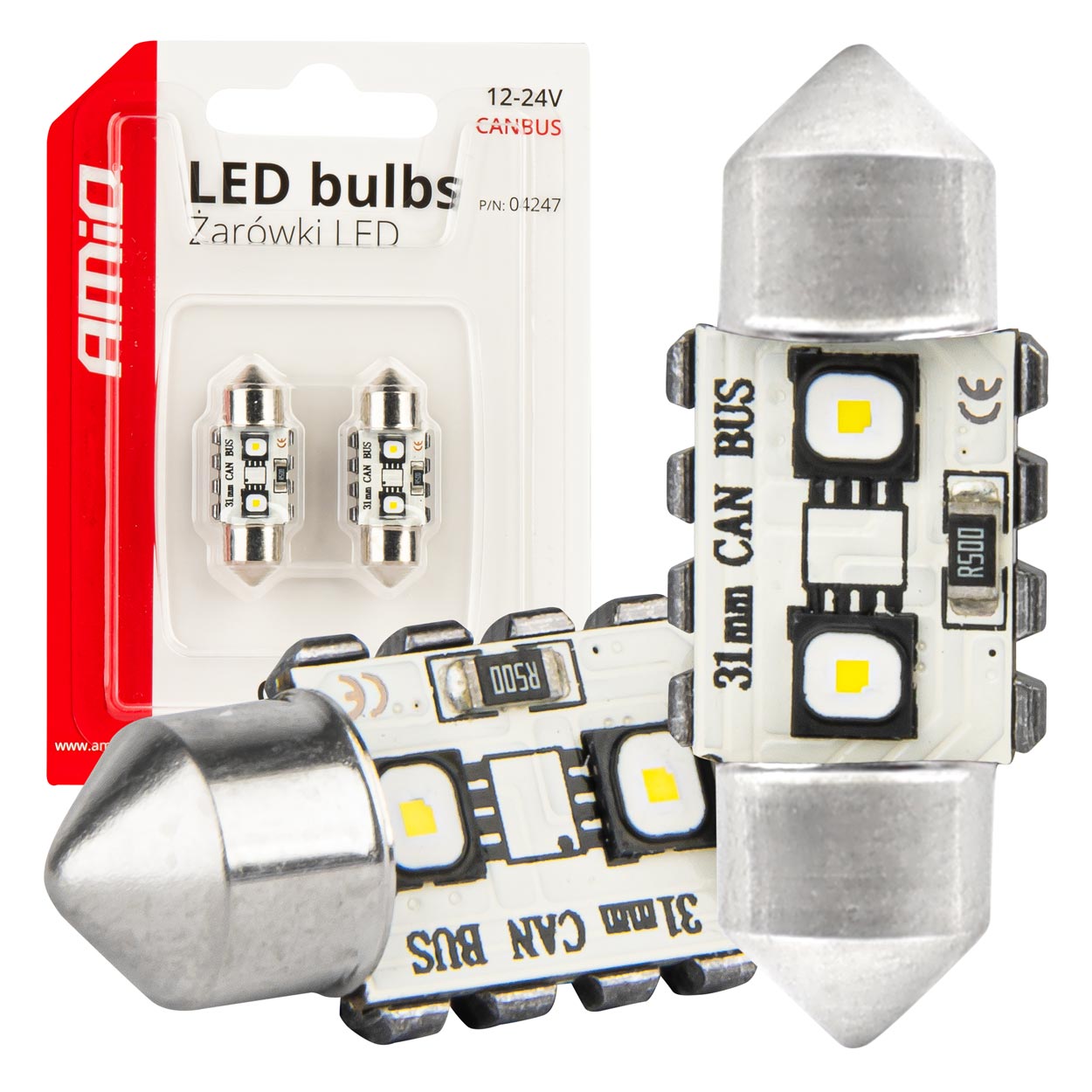ŻARÓWKI LED CANBUS FESTOON C5W 2SMD  31mm WHITE 12V/24V
