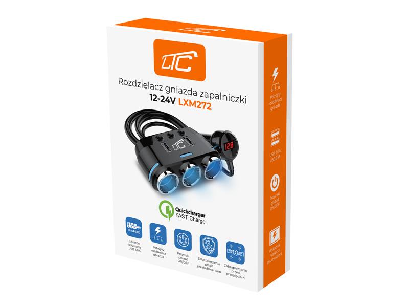 ROZDZIELACZ GNIAZDA ZAPALNICZKI 12-24V USB 3 LMX272