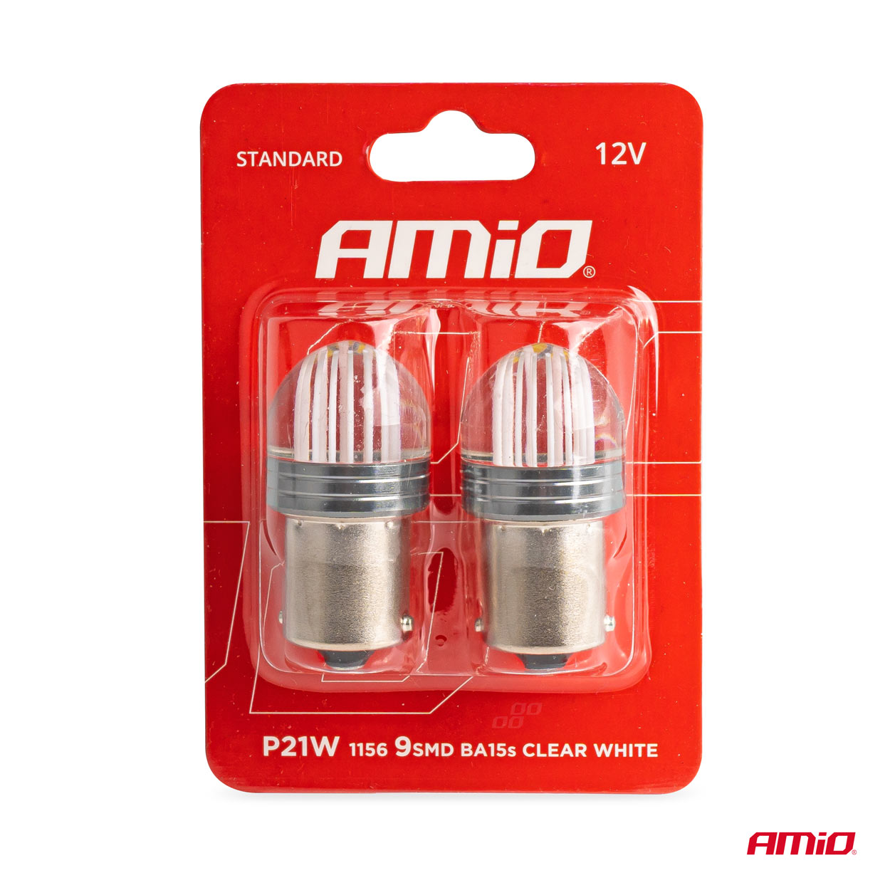 ŻARÓWKI LED STANDARD P21W 9SMD 12V  2 szt. AMIO-02953