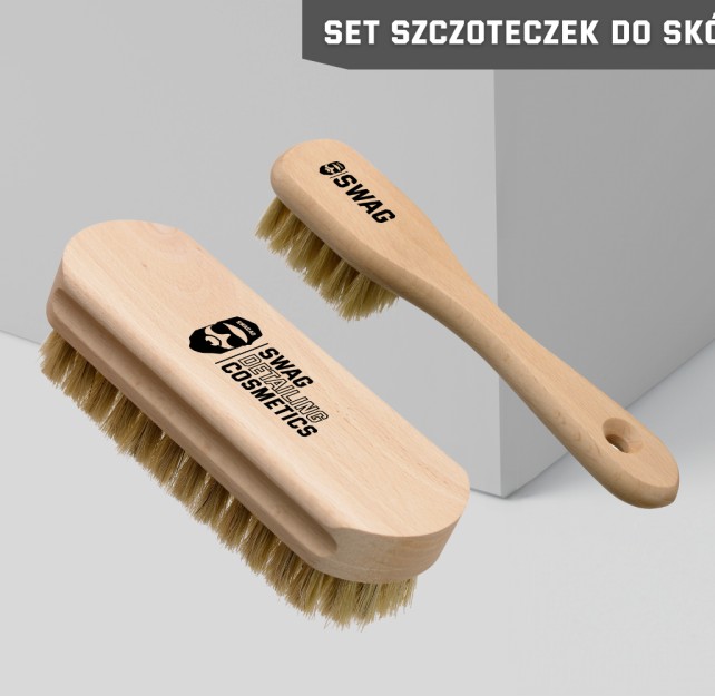 SWAG LEATHER BRUSH  SZCZOTKA CLASSIC + MINI DO CZYSZCZENIASKÓRY NATURALNE WŁOSIE 
