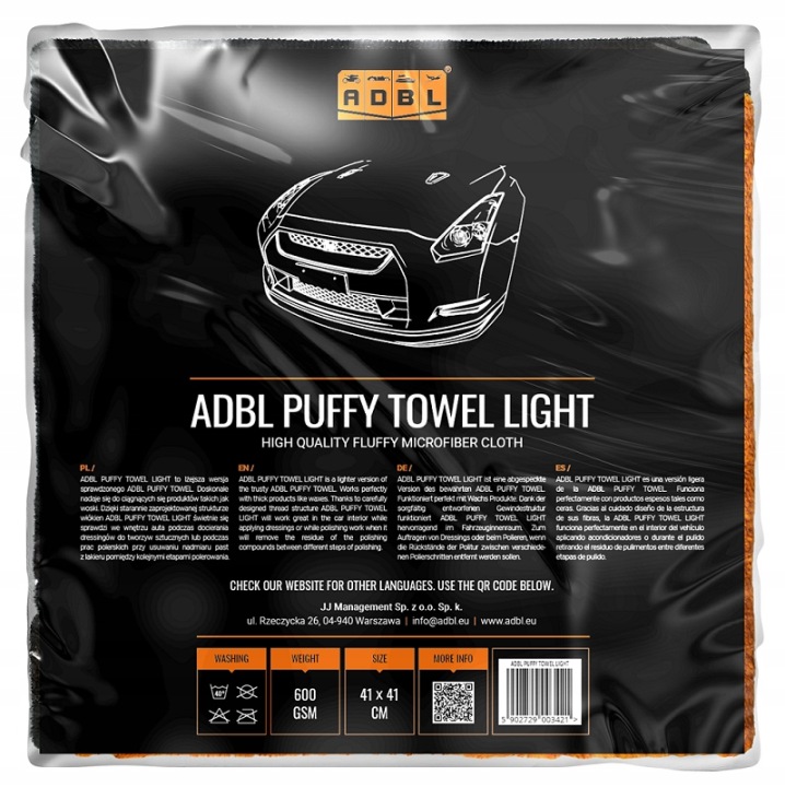 ADBL PUFFY TOWEL LIGHT MIKROFIBRA  41X41CM