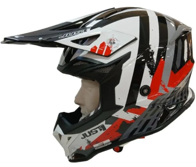 KASK JUST1 J39 MARSHALL WHITE BLACK RED GLOSS S HOMOLOGACJA
