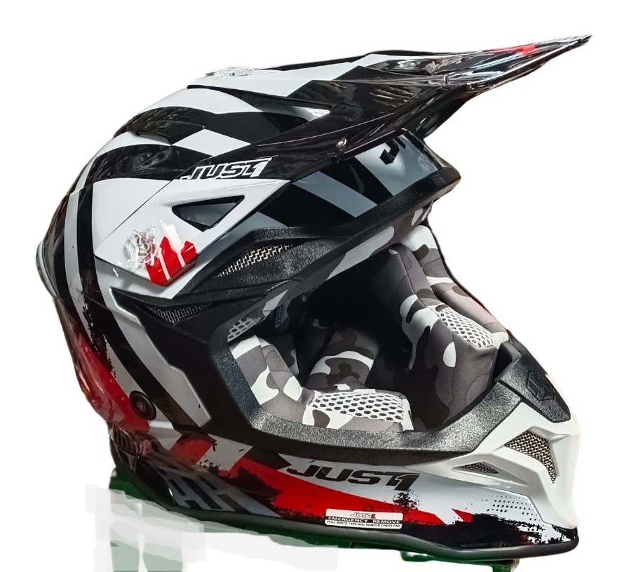KASK JUST1 J39 MARSHALL WHITE BLACK RED GLOSS M HOMOLOGACJA