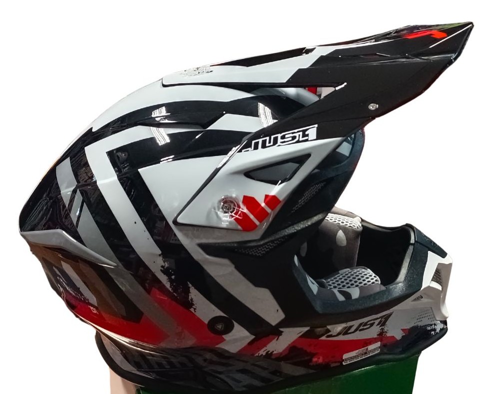 KASK JUST1 J39 MARSHALL WHITE BLACK RED GLOSS XL HOMOLOGACJA