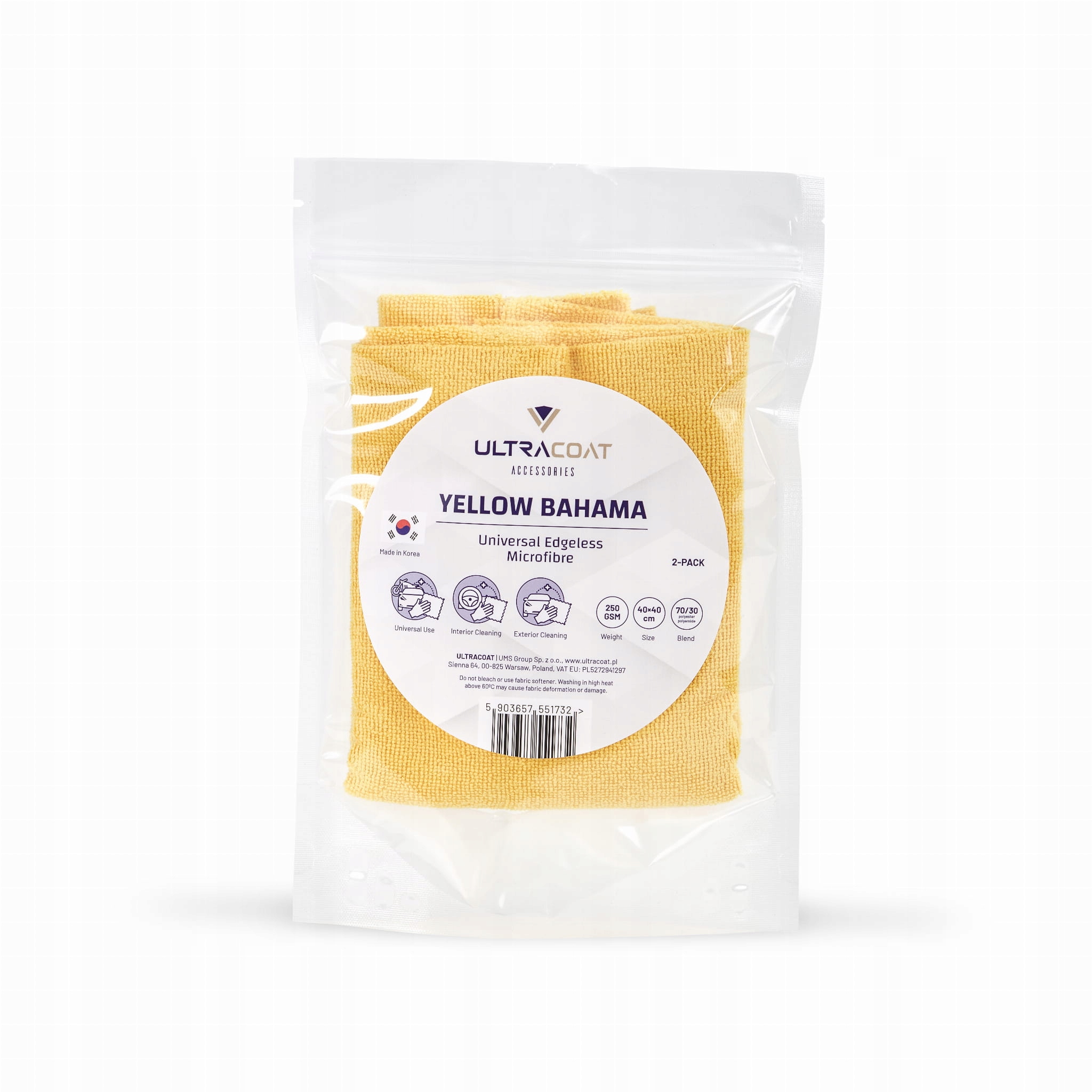 ULTRACOAT YELLOW BAHAMA MICROFIBRE CLOTH 2-pack