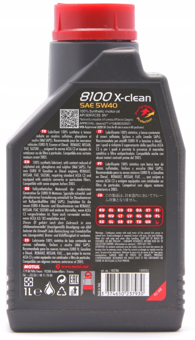 OLEJ MOTUL 5W40 8100 X-CLEAN+ C3 1L