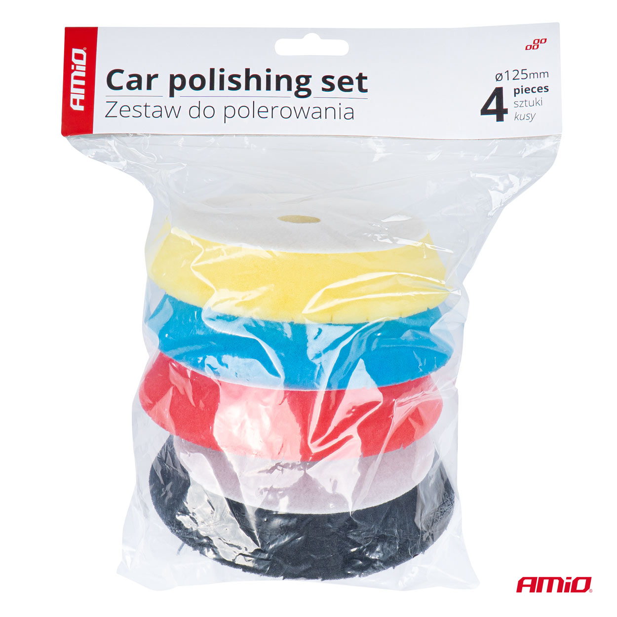 AMIO ZESTAW PADÓW GĄBEK NA RZEP DO POLEROWANIA 4SZT 125/150mm 