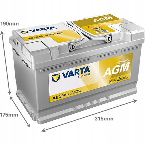 AKUMULATOR VARTA DYNAMIC 80AH 800A AGM