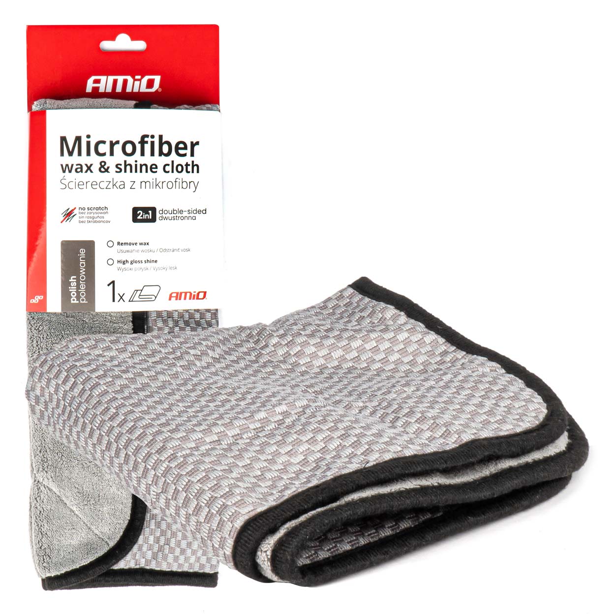 AMIO MIKROFIBRA ŚCIERKA 2w1 DO POLEROWANIA I NABŁYSZCZANIA SAMOCHODU 40x40  600 g
