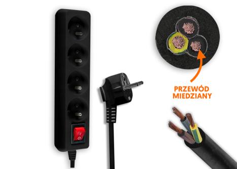 PRZEDŁUŻCZ SIECIOWY 4 GNIAZDA Z UZIEMIENIEM 1,5M LX9542CZ