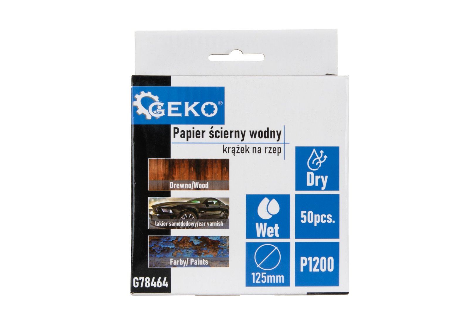 GEKO PAPIER ŚCIERNY WODNY – KRĄŻEK NA RZEP 125MM P1200