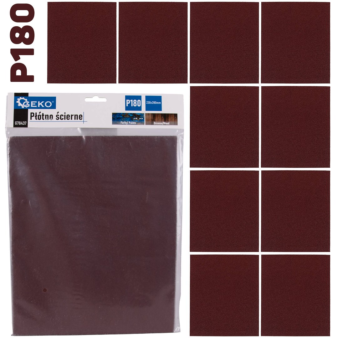 GEKO PŁÓTNO ŚCIERNE – ARKUSZ 230X280MM P180